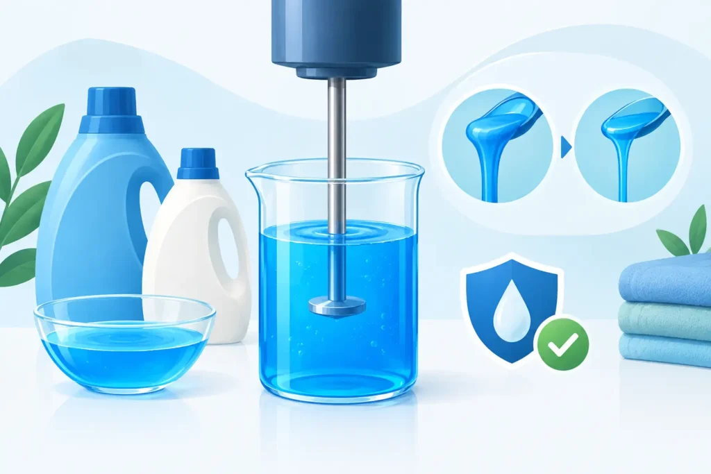 Detergent Viscosity Adjustment for Stable Liquids